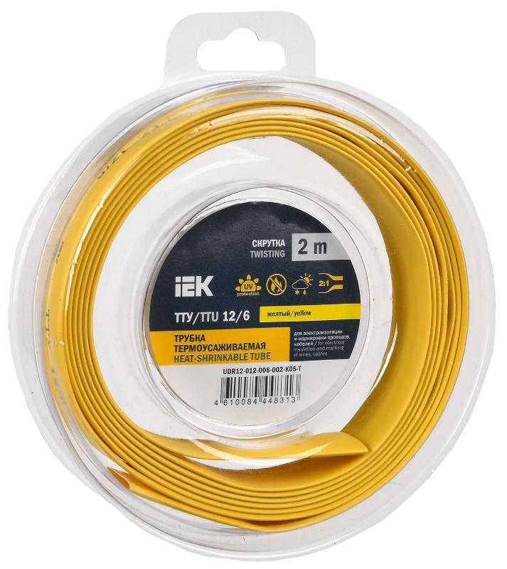 Трубка термоусадочная ТТУ нг-LS 12/6 желтая (2м/упак) IEK | UDR12-012-006-002-K05-T | IEK — IEK (ИЭК)