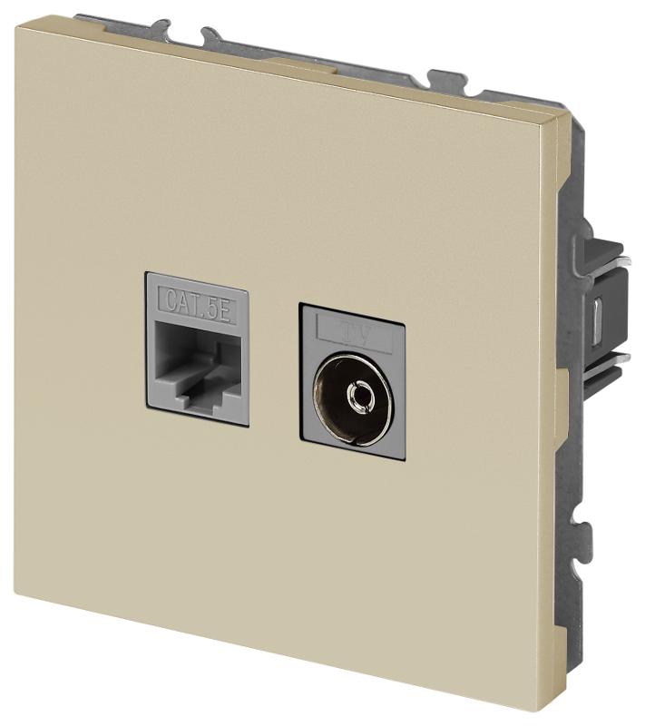 Розетка Galaxy 15-3110-04 комбинированная RJ45+TV IP20 шампань | Б0070782 | ЭРА — миниатюра 2