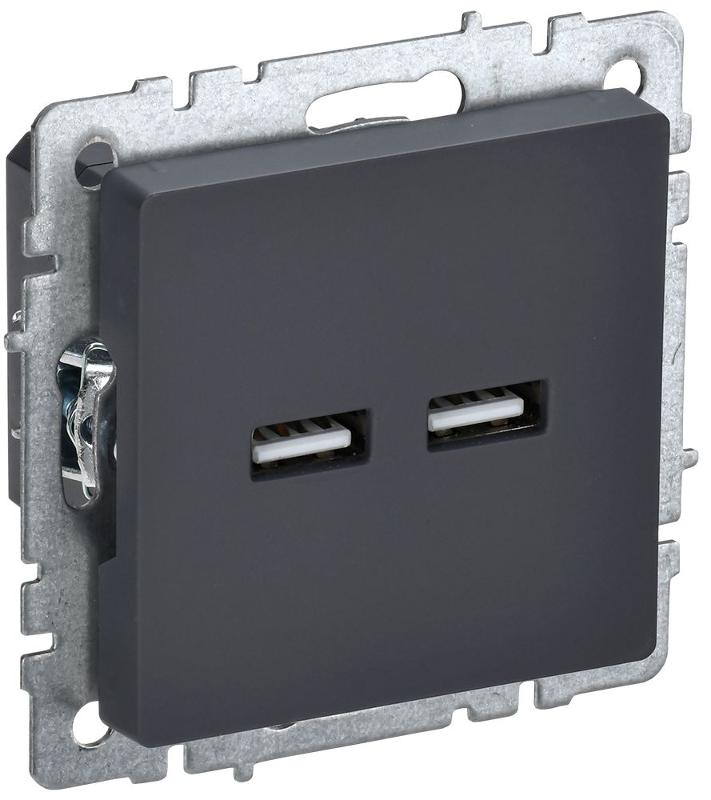 BRITE Розетка USB A+A 3,1А РЮ10-1-БрГ графит | BR-U21-D31-K53 | IEK — IEK (ИЭК)