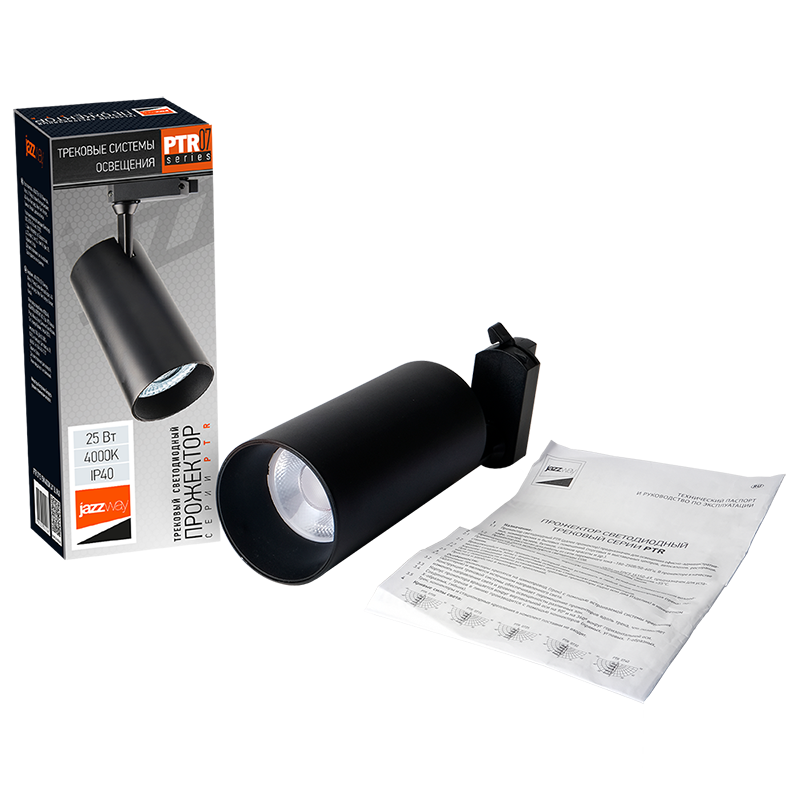 Светильник светодиодный трековый однофазный PTR 0725 25w 4000K 24° BL (чёрный) IP40 | .5015203 | Jazzway — миниатюра 2