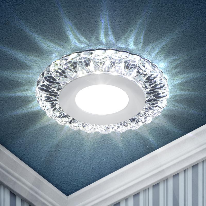 Светильник точечный встраиваемый DK LED 16 SL/WH LED круглый "белая подсветка" 3+3W прозрачный/белый | Б0036497 | ЭРА — миниатюра 1