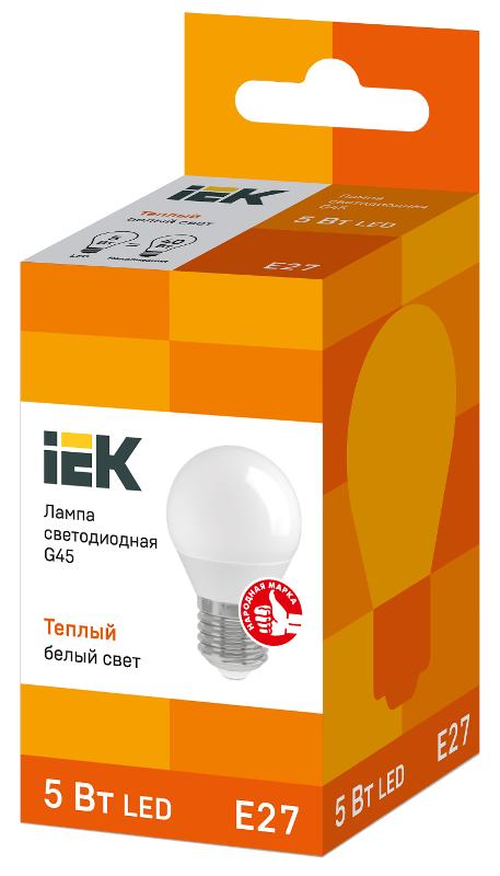 Лампа светодиодная LED 5Вт Е27 220В 3000К G45 шар | LLE-G45-5-230-30-E27 | IEK — миниатюра 2