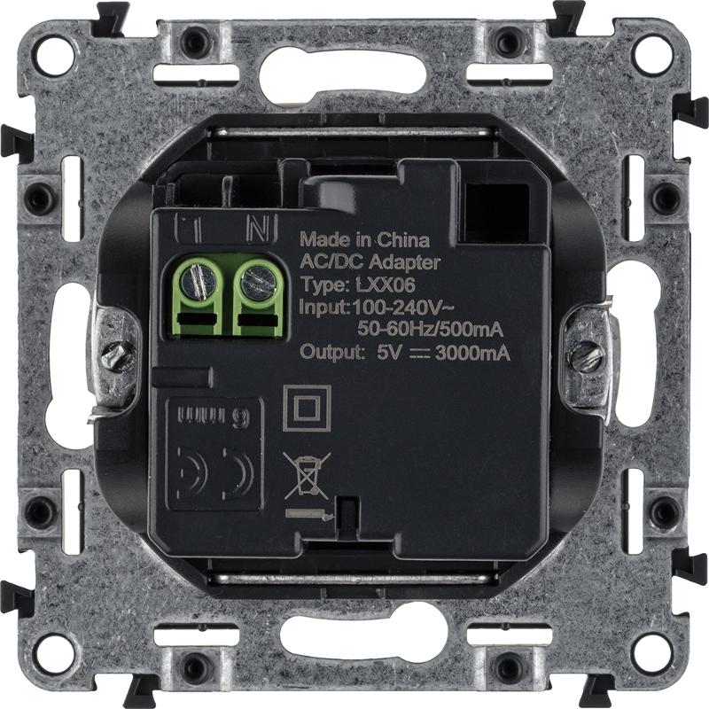 Valena ALLURE Сл. кость Зарядное устройство с 2-мя USB-разьемами тип С-тип С 240В/5В 3000мА С лицевой панелью — миниатюра 2