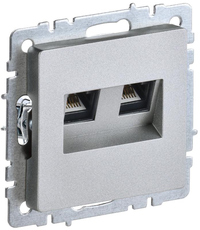 BRITE Розетка компьютерная 2-ая RJ45 кат.6 РК11-2-БрА алюминий | BR-K20-2-K47 | IEK — IEK (ИЭК)