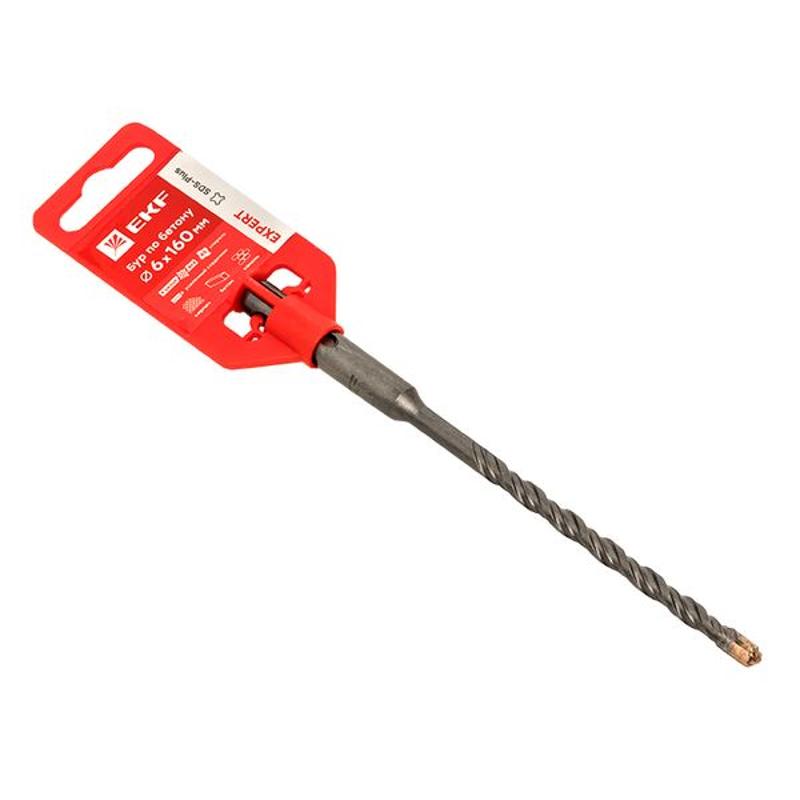 Бур по бетону SDS-plus 6х160 мм (4 резца)(4S спираль) EKF Expert | db-6-160-4x4 | EKF — EKF