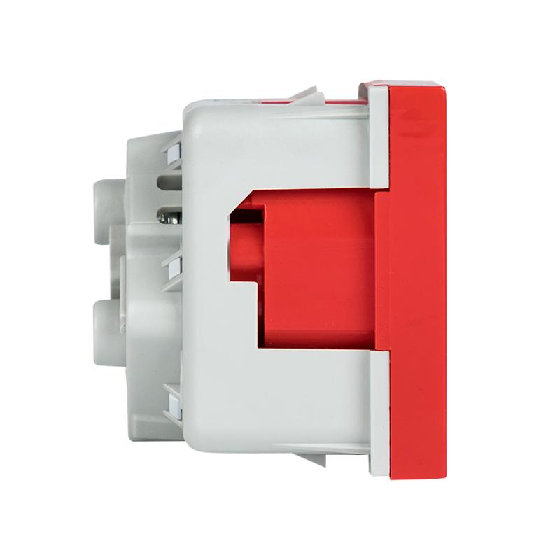 Розетка 45х45 PRO, с заземлением, красная , 45 град | E6MR16-028-70-45 | EKF — миниатюра 3