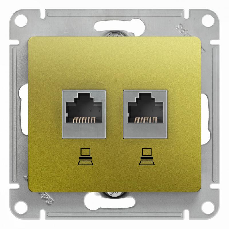 Glossa Фисташковый Розетка 2-ая компьютерная RJ45+RJ45, кат.5E | GSL001085KK | SE — Systeme Electric