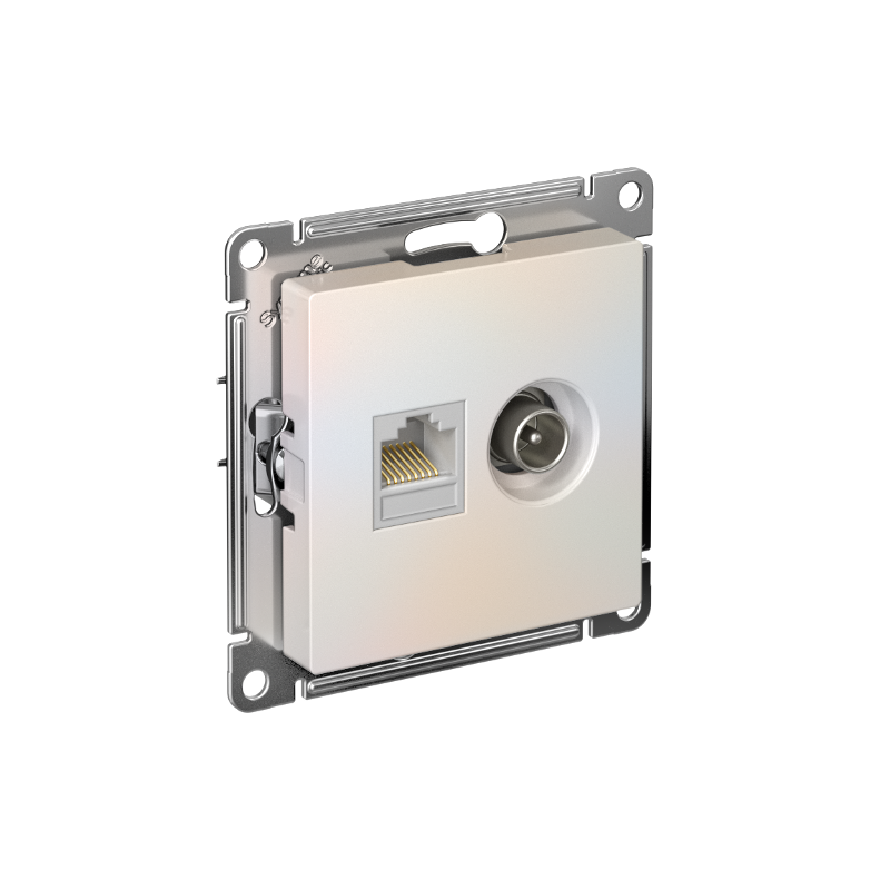 AtlasDesign Жемчуг Розетка 2-ая комп+TV, RJ45+TV, кат.5E, механизм | ATN000489 | SE — Systeme Electric