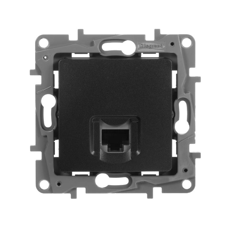 Etika Антрацит Розетка компьютерная 1-ая RJ45, категория 5е UTP | 672641 | Legrand; замена на арт. ИЭК 6726411 — Legrand