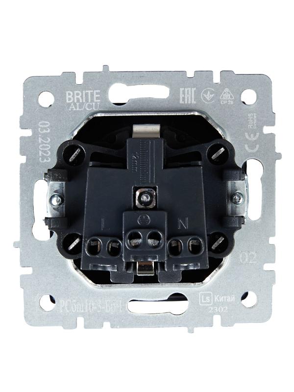 BRITE Розетка с заземлением со шторками с крышкой 16А IP20 РСбш10-3-БрЧ черный  | BR-R16-16-K02 | IEK — миниатюра 4