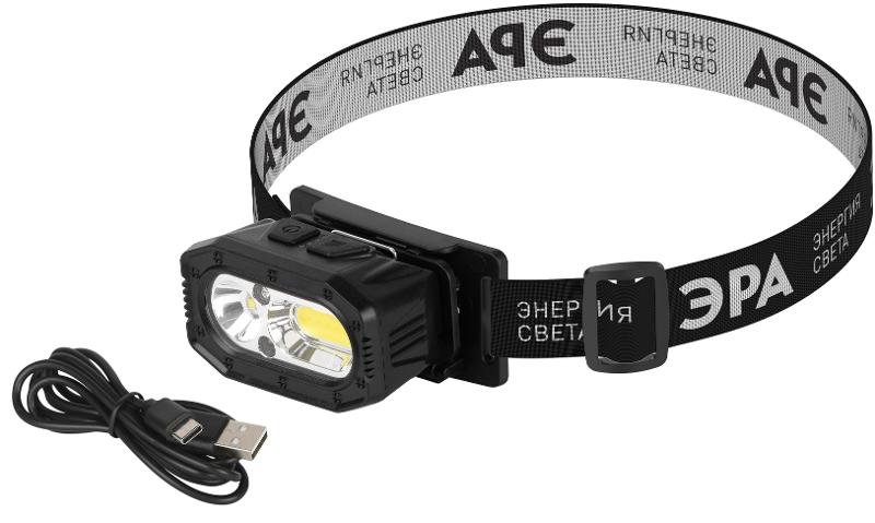 Фонарь налобный светодиодный  GA-814 аккумуляторный 5 Вт COB + 5 Вт LED 5 режимов сенсорное управление | Б0069577 | ЭРА — миниатюра 4