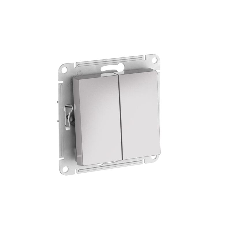 AtlasDesign Aqua Алюминий Выключатель 2-клавишный IP44,сх.6, 10АХ,механизм, быстрозажимные клеммы | ATN440351S | SE — миниатюра 1