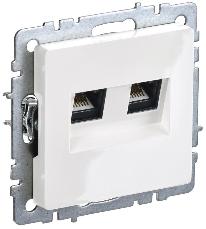 BRITE Розетка двойная RJ11+RJ45 кат.5E РК/Т12-БрБ белый | BR-KT20-O-1-K01 | IEK — IEK (ИЭК)
