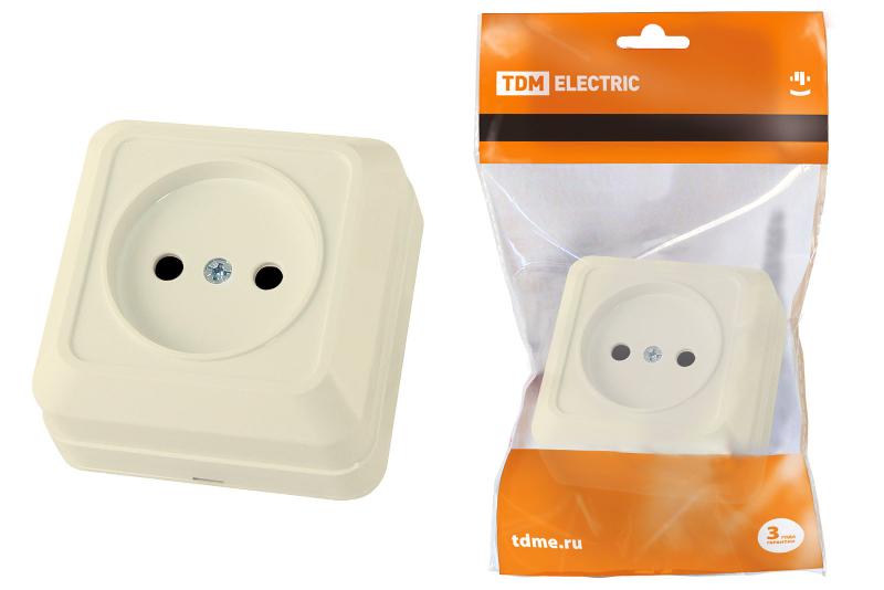 Розетка 2П открытой установки IP20 10А 250В (керамика) сл. кость "Ладога" | SQ1801-0210 | TDM — TDM ELECTRIC