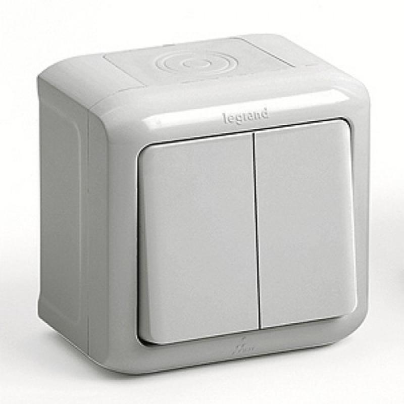 Quteo Серый Переключатель 2-клавишный IP44 10А — миниатюра 2