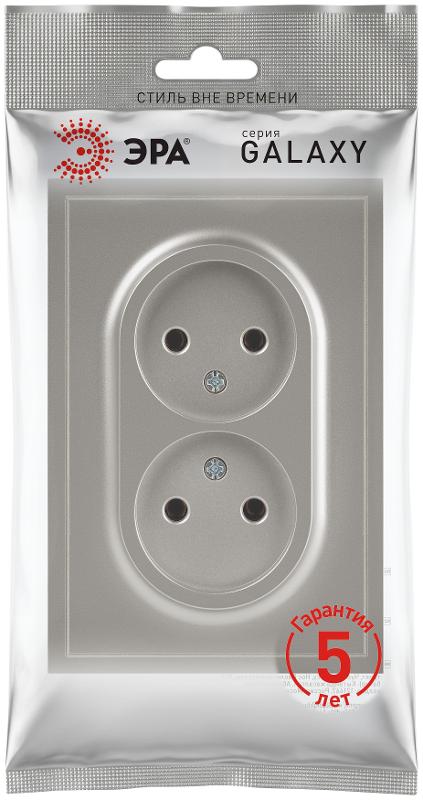 Розетка Galaxy 15-2107-07 без заземления двойная 2X2P 16А-250В IP20 титан | Б0071703 | ЭРА — миниатюра 2