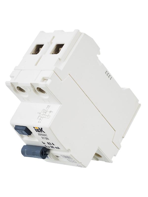 Выключатель дифференциальный (УЗО) R10N 2P 63А 30мА тип A ARMAT | AR-R10N-2-063A030 | IEK — миниатюра 6
