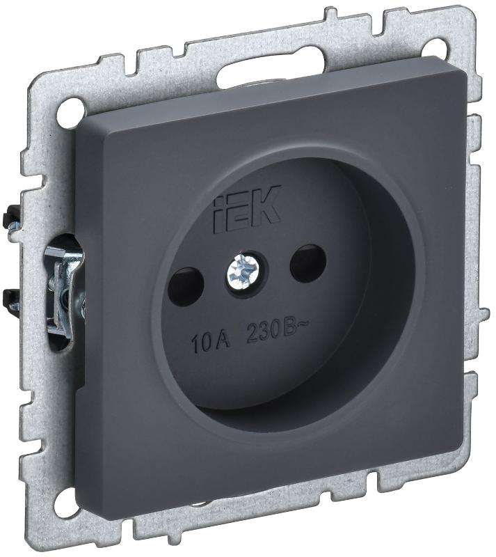 BRITE Розетка без заземления со шторками 10А РСш10-2-БрГ графит | BR-R13-10-K53 | IEK — IEK (ИЭК)