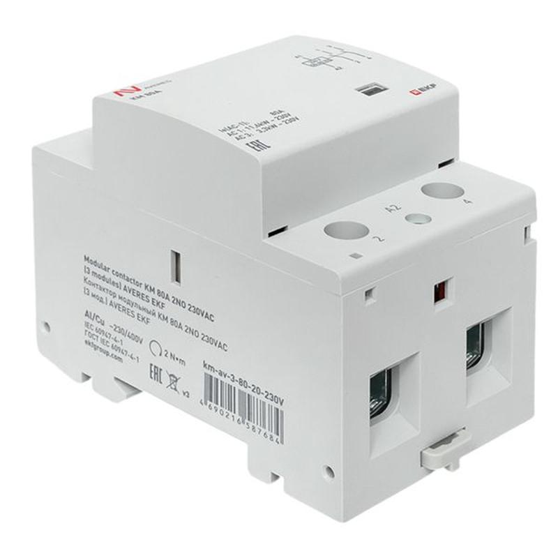 Контактор модульный КМ 80А 2NО 230VAC (3 мод.) AVERES | km-av-3-80-20-230V | EKF — миниатюра 9