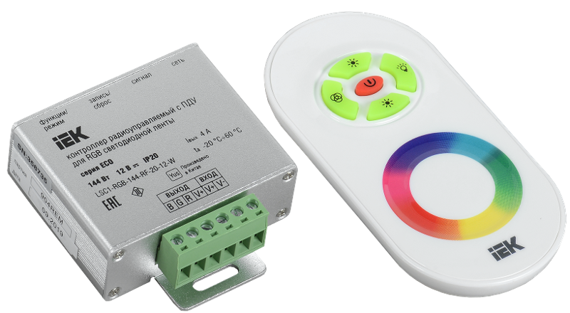Контроллер с ПДУ радио RGB 3 канала 12В 4А 144Вт белый | LSC1-RGB-144-RF-20-12-W | IEK — миниатюра 2