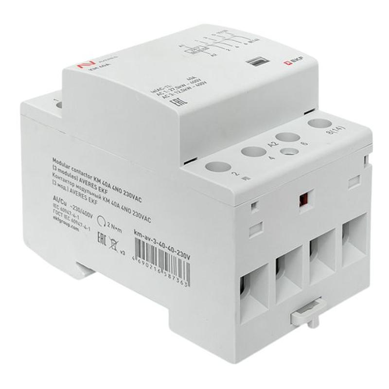 Контактор модульный КМ 40А 4NO 230VAC (3 мод.) AVERES | km-av-3-40-40-230V | EKF — миниатюра 9