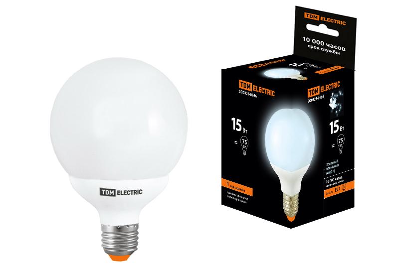 Лампа энергосберегающая КЛЛ-G80-15 Вт-4000 К–Е27 | SQ0323-0166 | TDM — TDM ELECTRIC