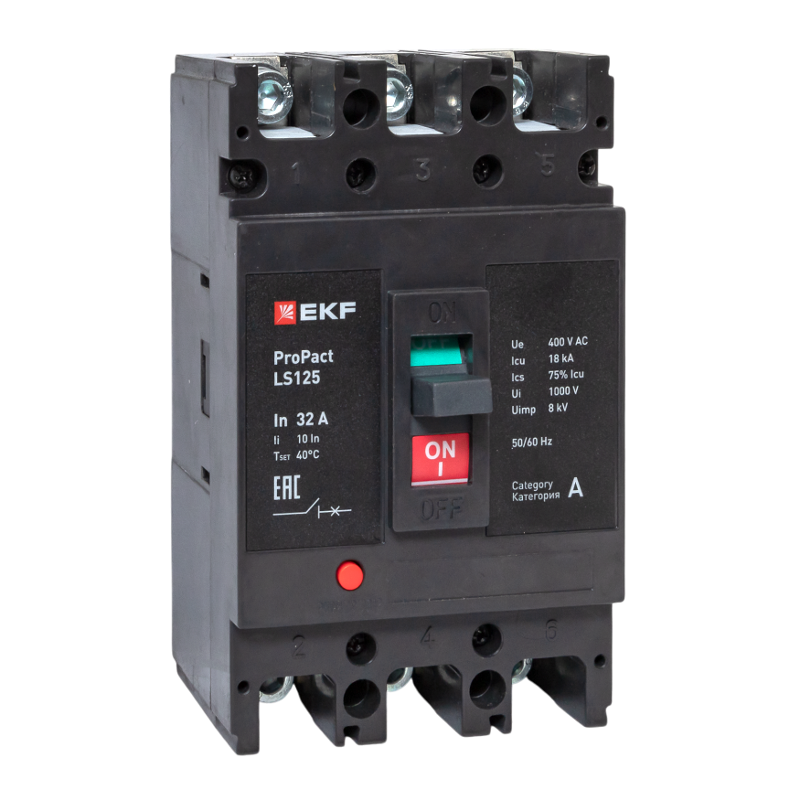 Выключатель автоматический LS125 18кА 3P 32А ProPact | mccb-125-18-3-32-ls | EKF — EKF