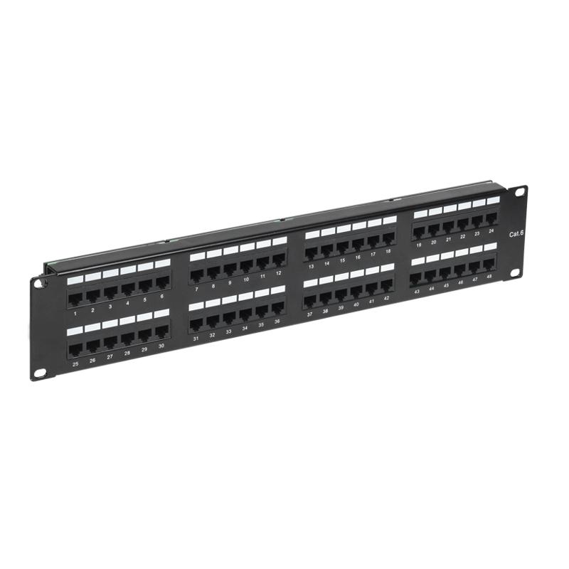 Панель коммутационная с кабельными органайзерами 19", 2U, 48 портов, UTP, RJ-45, CAT 6 REXANT PRO | 02-0232 | REXANT — REXANT