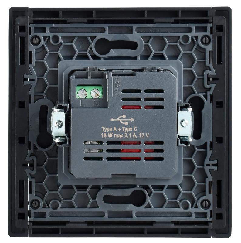 FORTE&PIANO Розетка USB A+C 18Вт FP551 сталь | FP-U22-018-K46 | IEK — миниатюра 3
