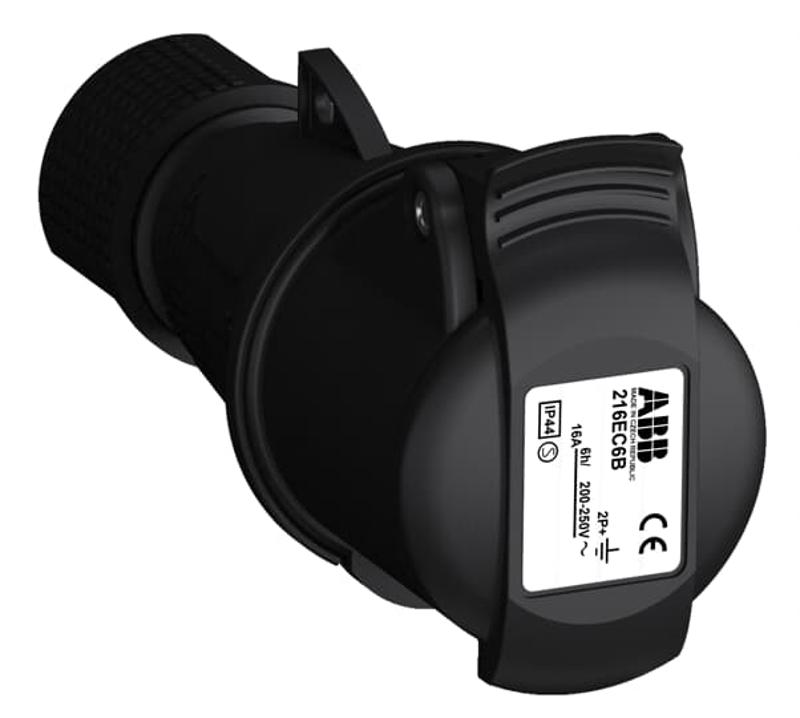 Розетка кабельная Easy&Safe 216EC6B,16А,2P+E,IP44,6ч,черн|2CMA103578R1000| ABB — ABB