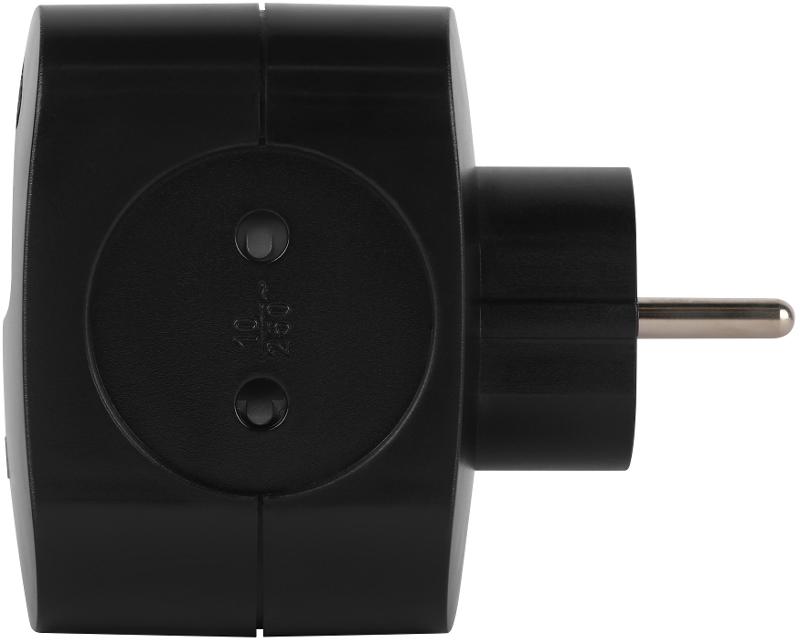 Разветвитель электрический ЭРА SP-4-3USBAC-B на 4 розетки + 3 USB A+C со шторками 10А черный | Б0069084 | ЭРА — миниатюра 4