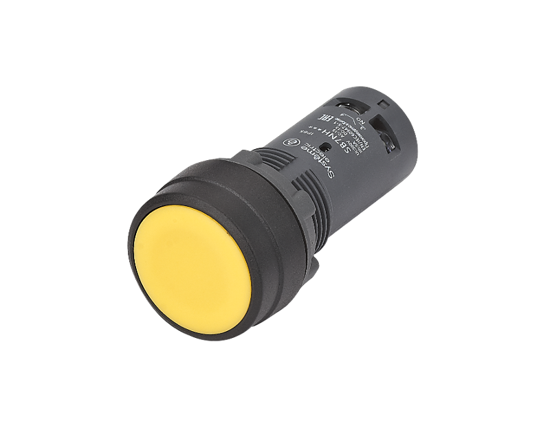 Кнопка SB7 моноблочная 22мм желтая с фиксацией, пластик, 1НО, IP65 | SB7NH51 | SE — Systeme Electric
