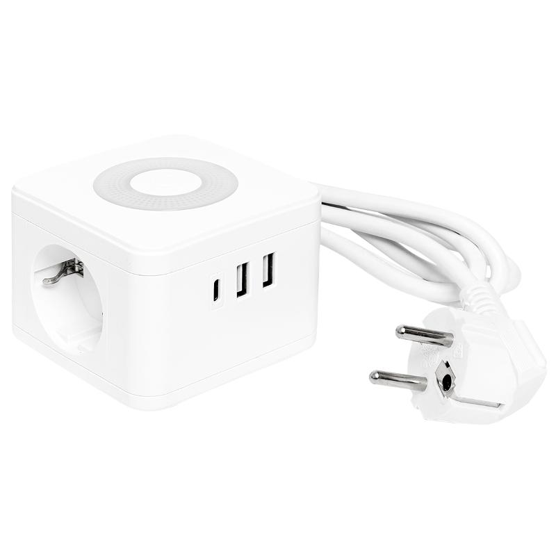 Удлинитель "Куб" 2 гнезда 2USB 2,4А+Type C + Ночник 1,3 метра 1мм2 | UBA-CUB-2-TC | EKF — миниатюра 17