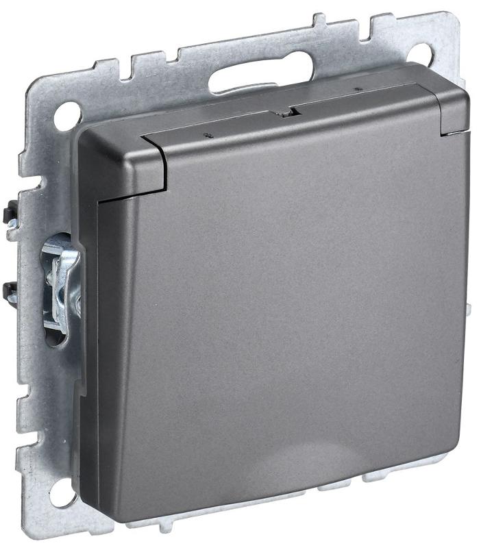 BRITE Розетка с заземлением со шторками с кр. 16А IP20 РСбш10-3-БрС сталь | BR-R16-16-K46 | IEK — IEK (ИЭК)