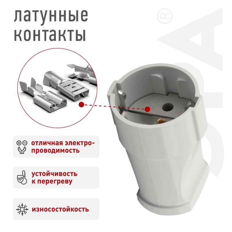 Rx2-W ЭРА Розетка кабельная с/з прямая 16A белая (24/384/4608) | Б0039682 | ЭРА — миниатюра 2