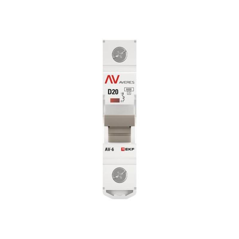 Выключатель автоматический однополюсный AV-6 20А D 6кА AVERES | mcb6-1-20D-av | EKF — миниатюра 10