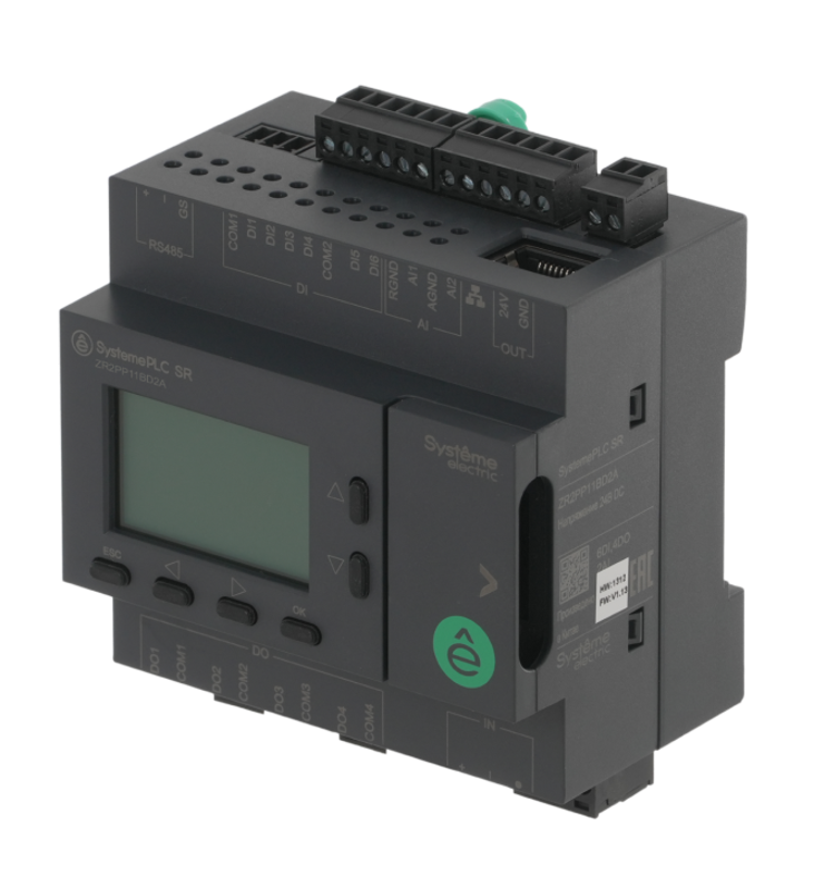 Интеллектуальное реле SR2; 24 VDC; дисплей; 12 IO: 6 DI, 4 DO (реле); 2 AI; 1xRS485, 1xRJ45 | ZR2PP11BD2A | SE — миниатюра 5