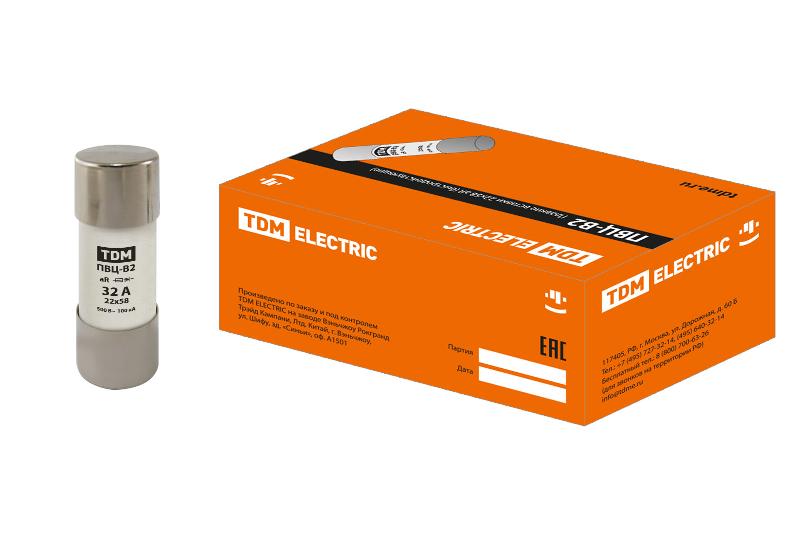 Вставка плавкая ПВЦ-B2 22х58 aR (быстродействующая) 32А | SQ0729-0057 | TDM — TDM ELECTRIC