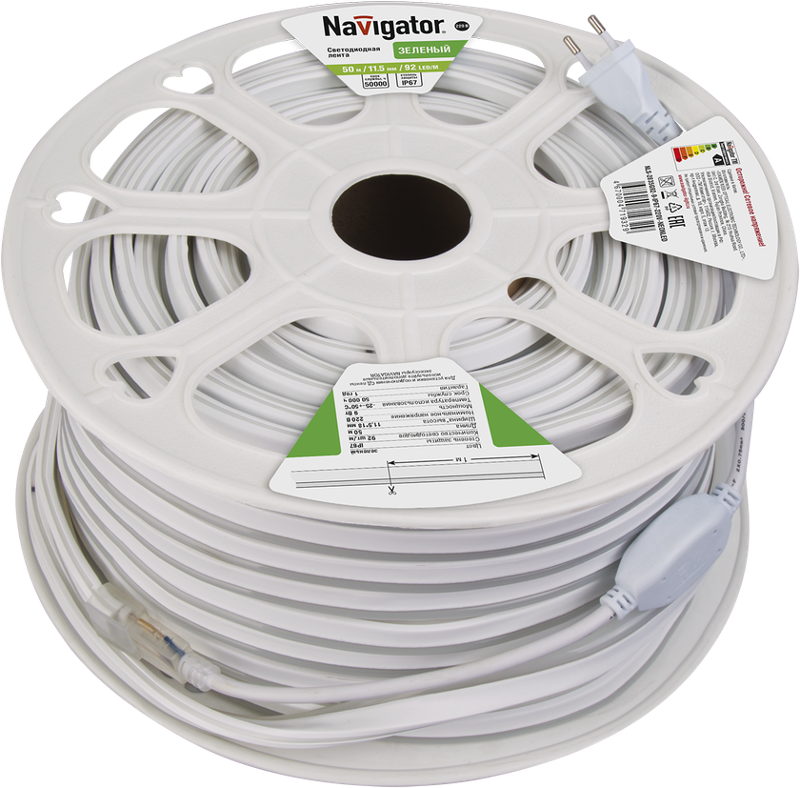 Лента светодиодная NLS-2835G92-9-IP67-220V-NEONLED 9Вт 220В зеленый IP67 20м | 71932 | Navigator — Navigator