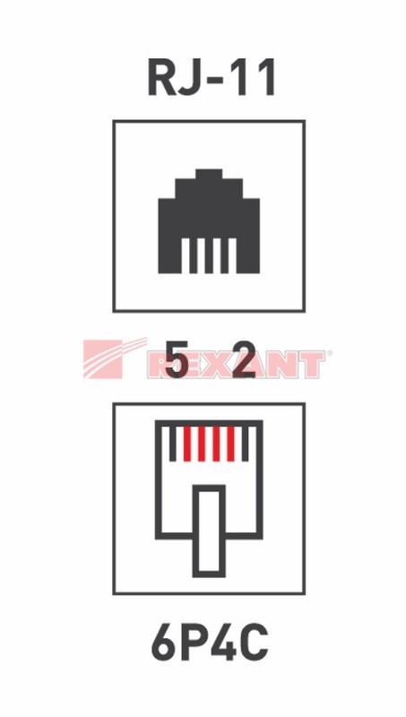 Телефонная розетка 1 гн. RJ-11(6P-4C), внешняя (50 шт/уп) | 03-0001 | REXANT — миниатюра 4
