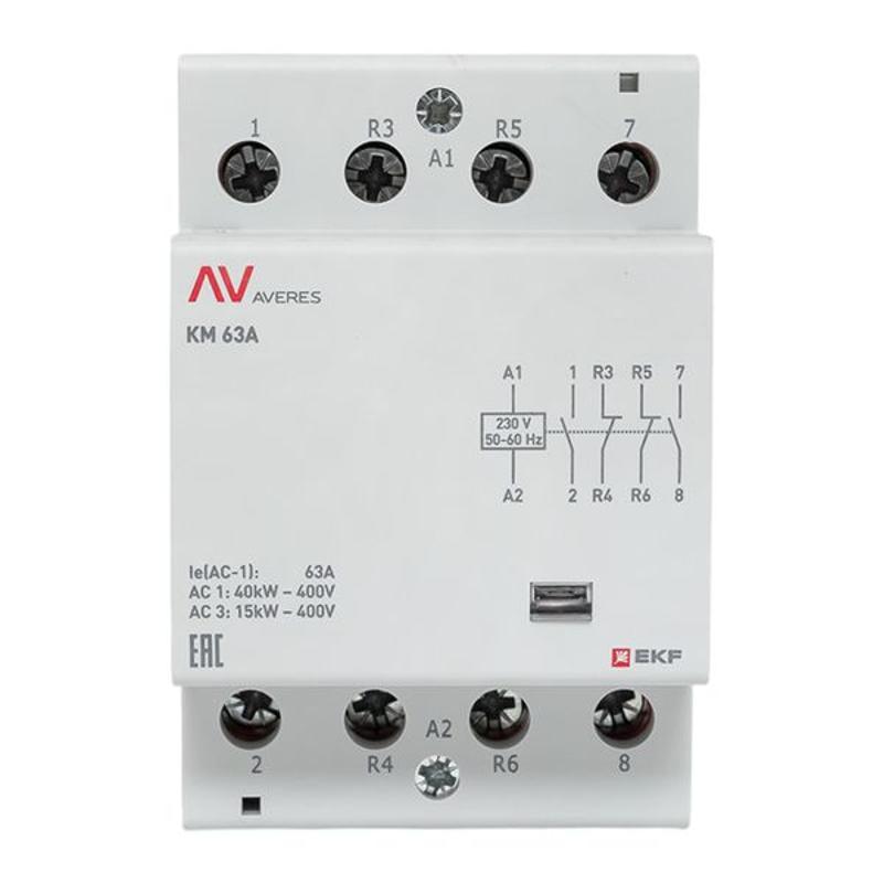 Контактор модульный КМ 63А 2NO+2NC 230VAC (3 мод.) AVERES | km-av-3-63-22-230V | EKF — миниатюра 3