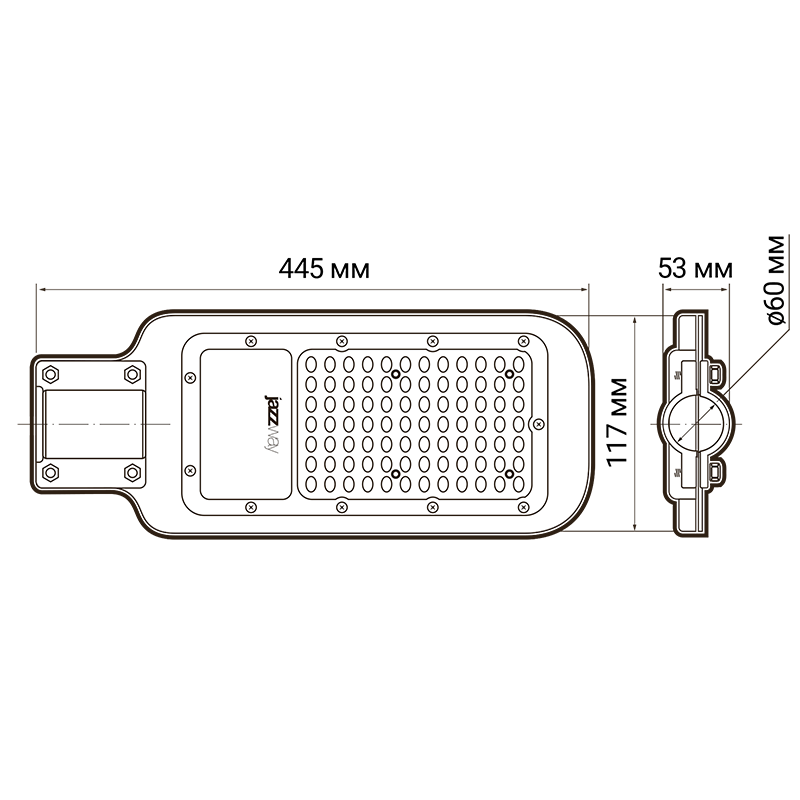 Светильник светодиодный уличный консольный PSL 07 80w 5000K IP65 (3г.гар) | .5041073 | Jazzway — миниатюра 4