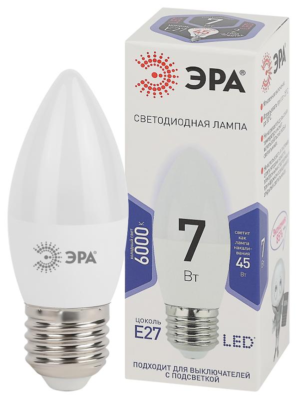 Лампа светодиодная LED 7Вт Е27 6000К smd B35-7W-860-E27 | Б0031413 | ЭРА — фото 1 | Sento