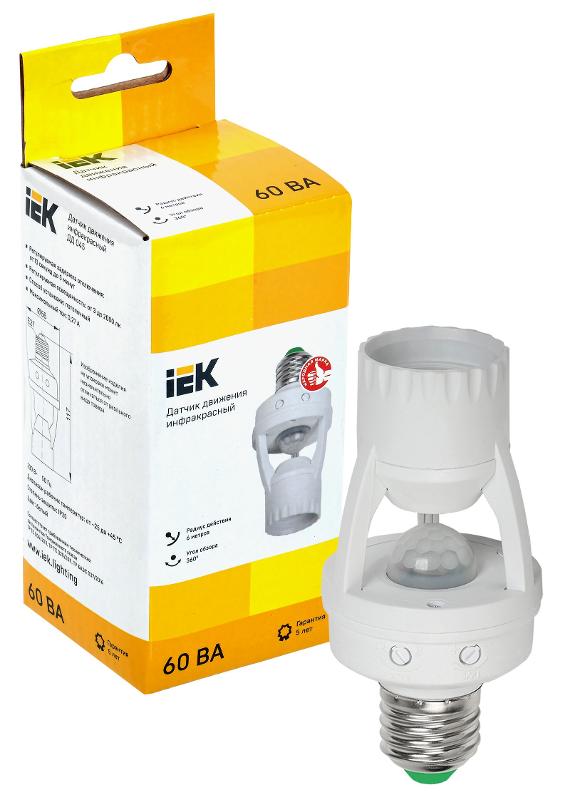 Датчик движения ДД 045 белый E27 60Вт 360гр 6м IP20 | LDD10-045-60-001 | IEK — миниатюра 2