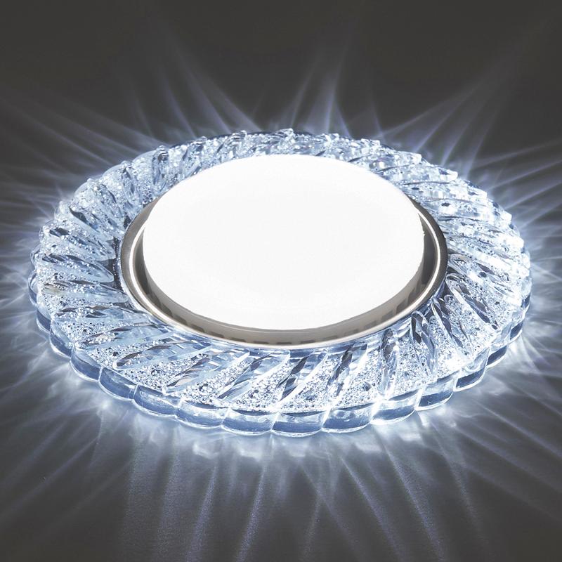 Светильник встраиваемый с белой LED подсветкой CD4021 потолочный GX53 без лампы прозрачный — миниатюра 2