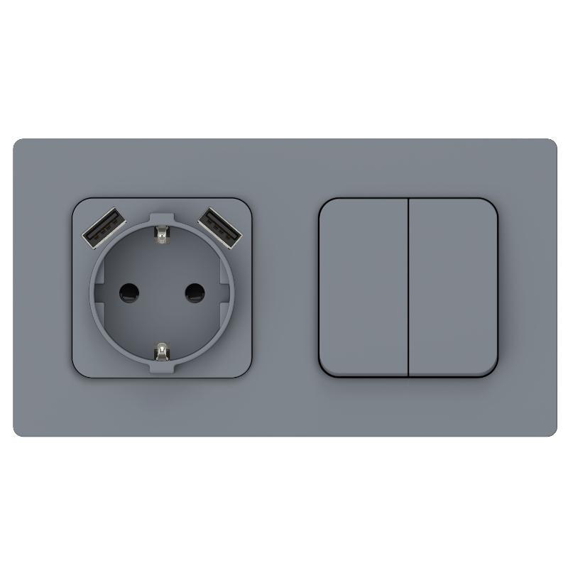 FLITE Розетка с заземлением со шторками 16А с USB A+A 3,1А быстрозажимные клеммы РСЮша11-1-ФлМ маренго | FI-R14-16-1-U21-D31-K35 | IEK — миниатюра 3