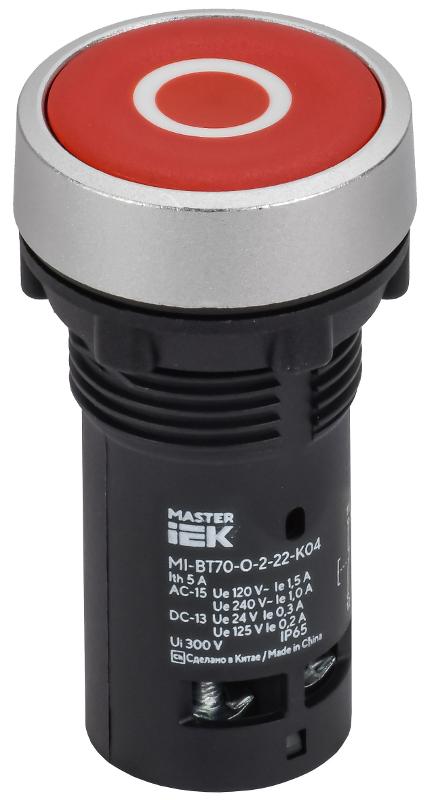 Кнопка IP65 с марк. "O" моноблок 1NС красная MASTER | MI-BT70-O-2-22-K04 | IEK — IEK (ИЭК)