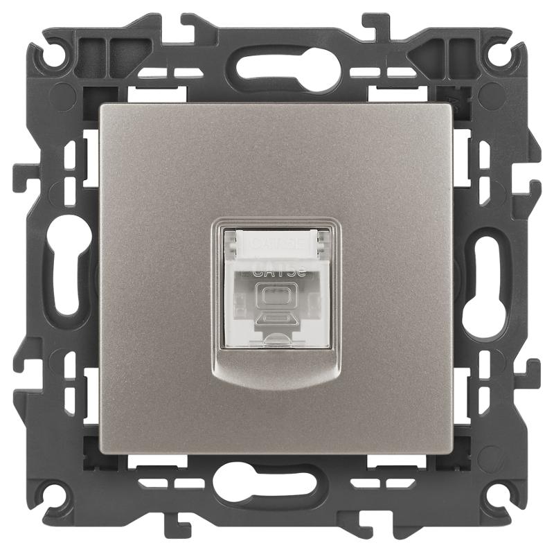 Розетка Elegance 14-3107-16 RJ45, титан | Б0065764 | ЭРА — миниатюра 1