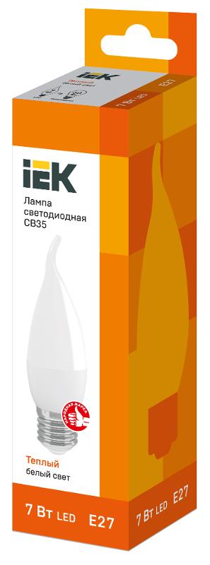 Лампа светодиодная LED 7Вт Е27 220В 3000К CB35 свеча на ветру | LLE-CB35-7-230-30-E27 | IEK — миниатюра 3