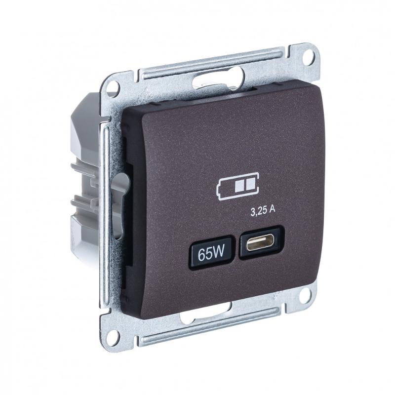 Glossa Шоколад USB Розетка тип-C 65W высокоскор.заряд. QC PD | GSL000827 | SE — Systeme Electric